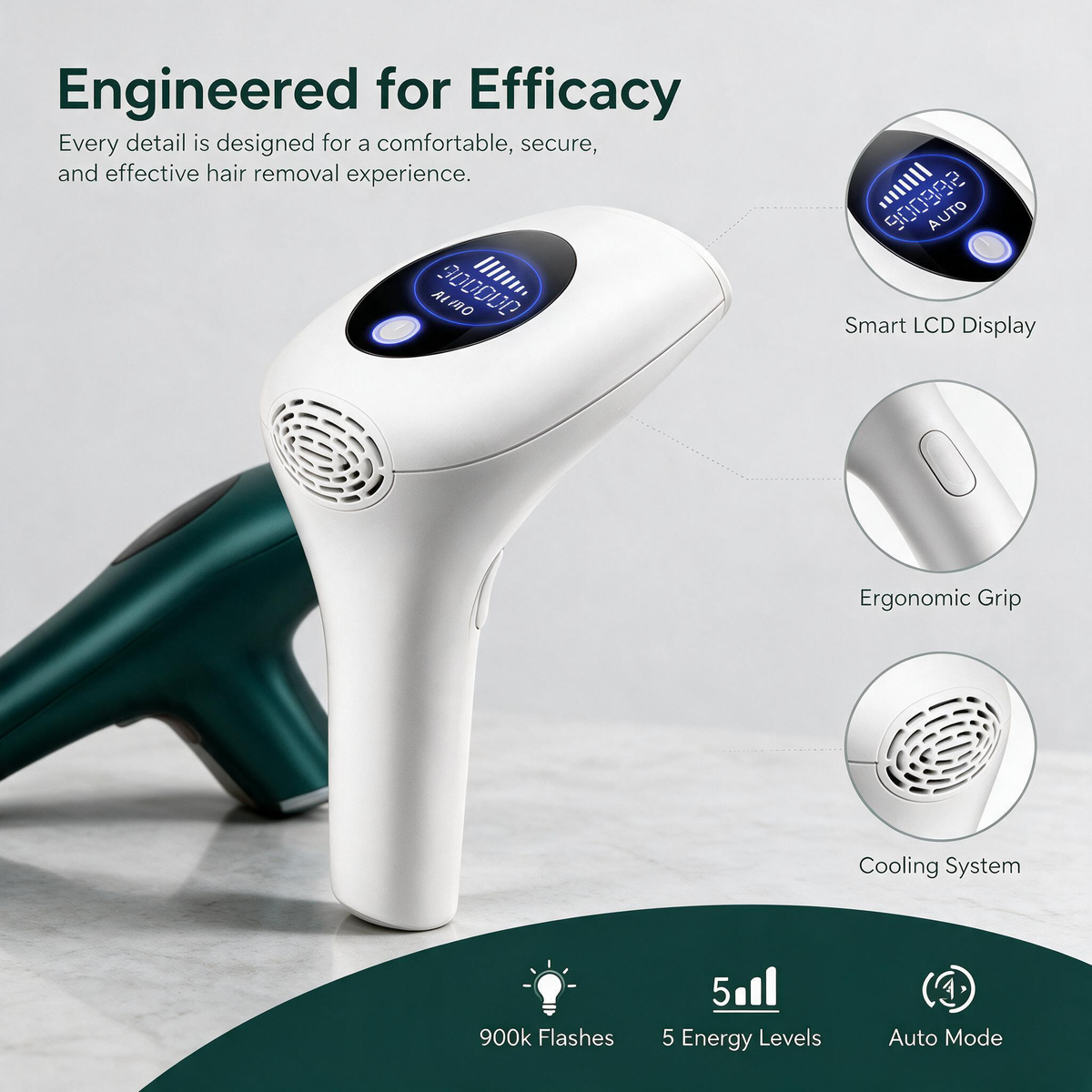 Ice Cool IPL Laser Hair Removal Device at Home White