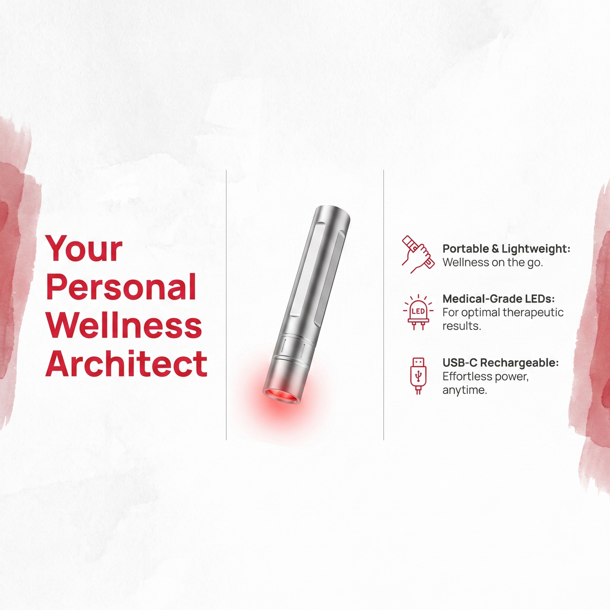 9W Portable Red Light Therapy Flashlight | Pain Relief