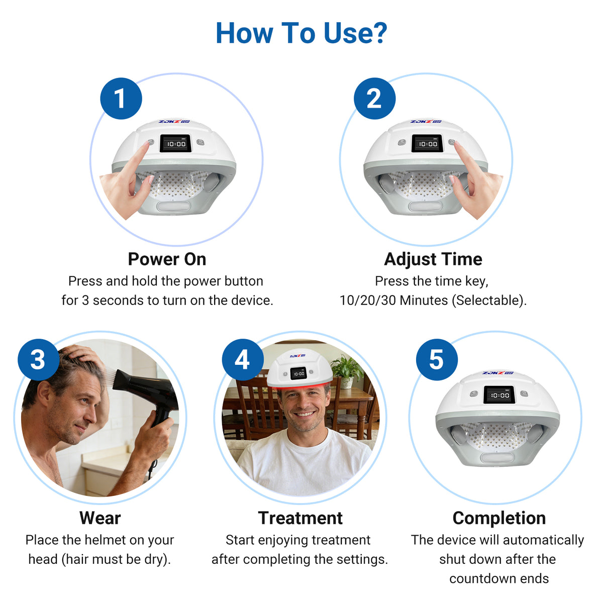ZJKZTOP 650nm LLLT Hands-Free Laser Hair Growth Helmet