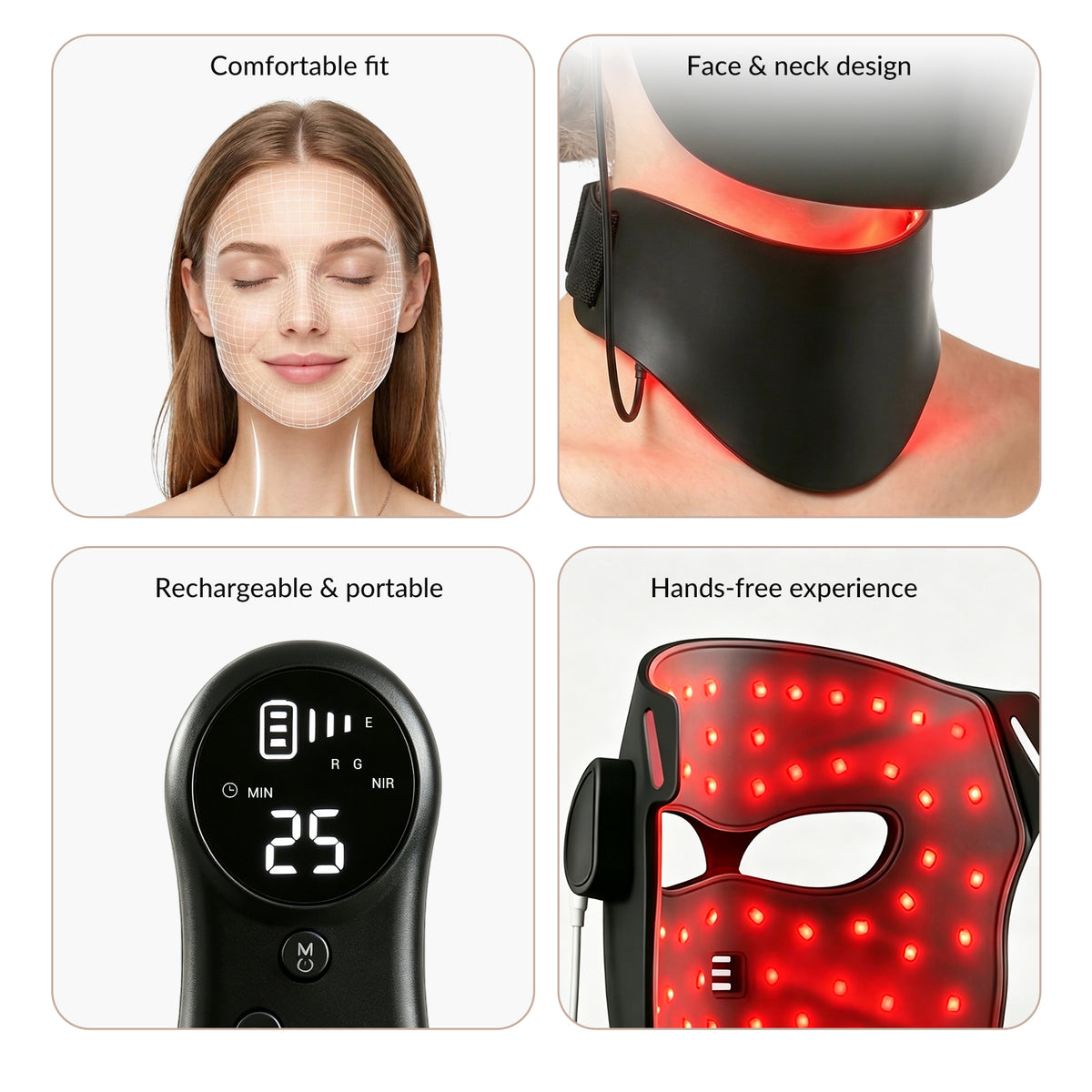 4D LED Photon Facial Beauty Mask Face & Neck Care Device
