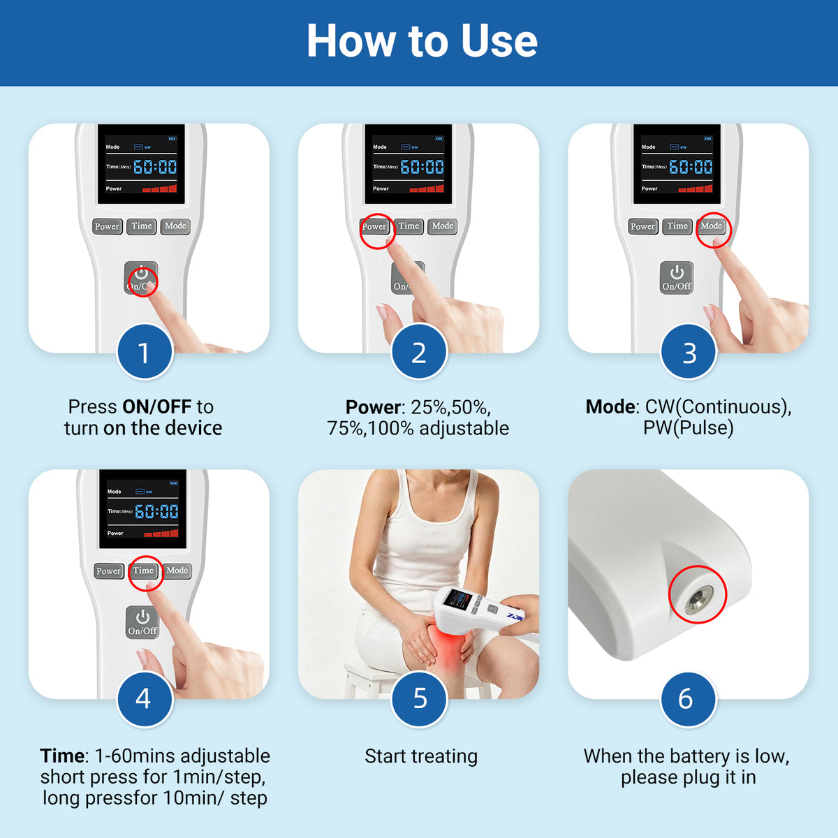 ZJKZTOP LLLT Dual Wavelengths Portable Cordless Cold Laser Therapy Device