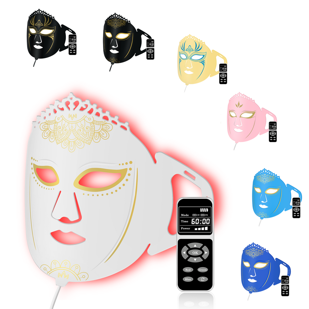 7 Color Flexible Silicone LED Red Light Therapy Mask