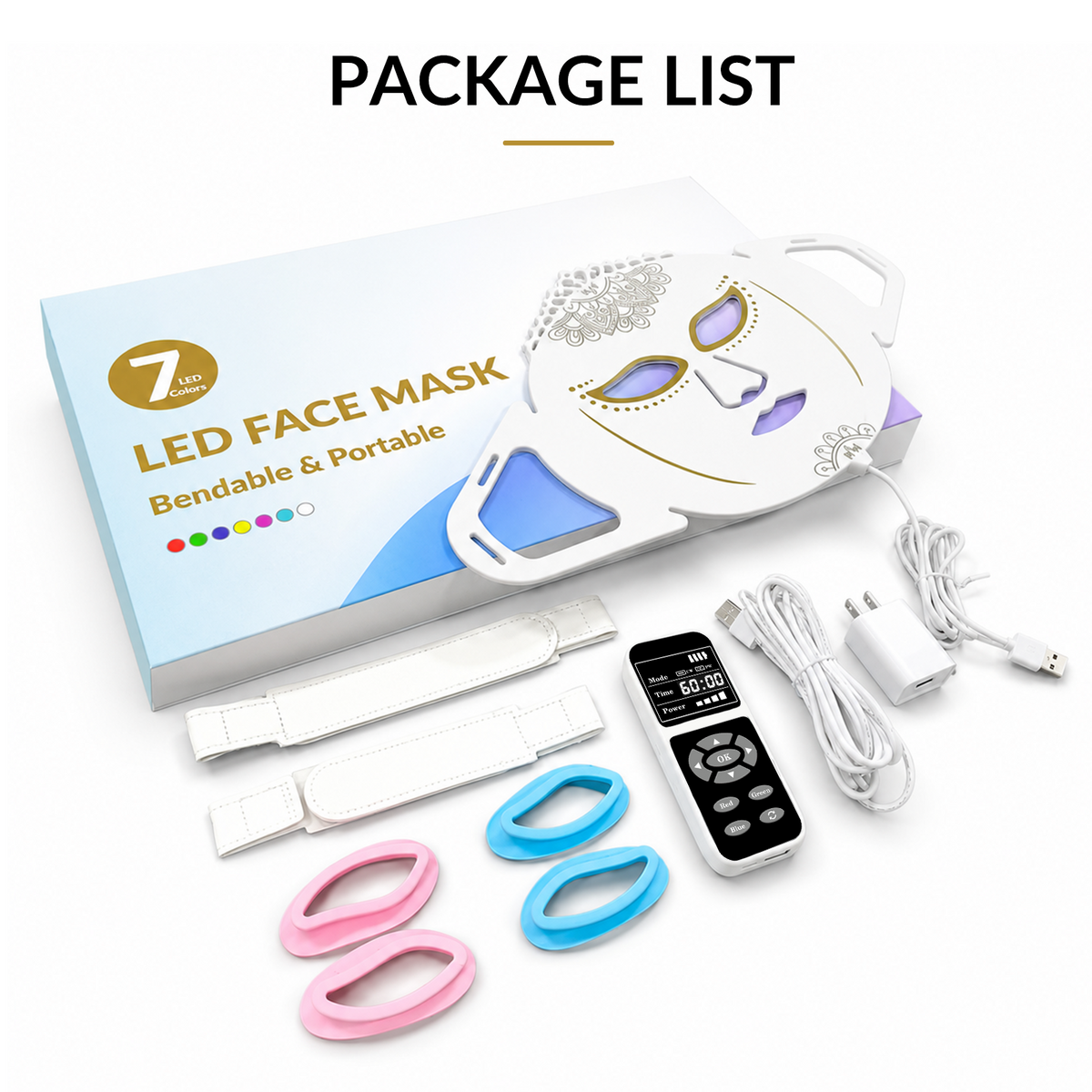 7 Color Flexible Silicone LED Red Light Therapy Mask